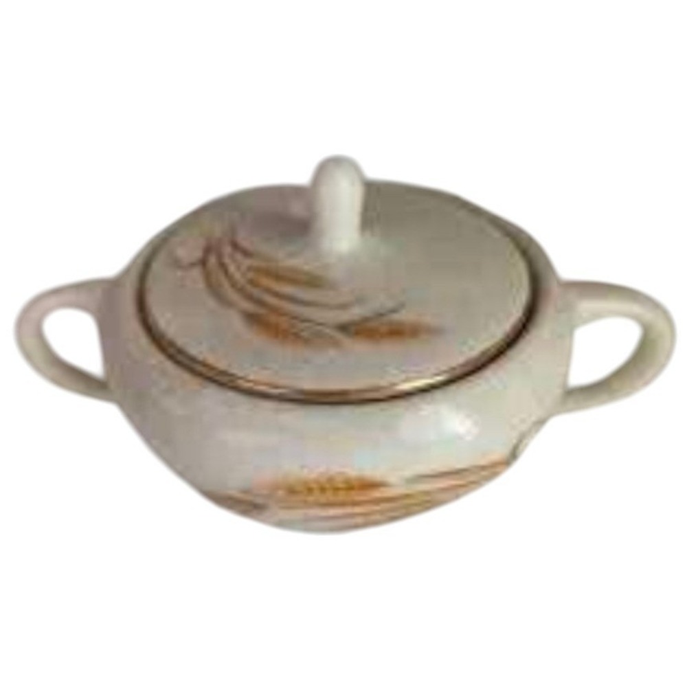 Homer Laughlin Golden Wheat Sugar Bowl with Lid Wheat Stalk Design 24K Gold Trim